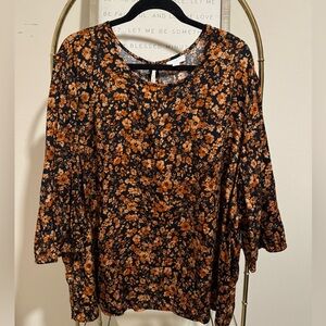 J. Jill navy with floral blouse 3/4 sleeve 4x